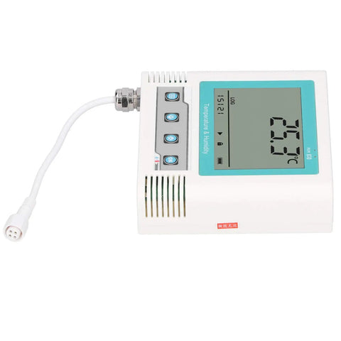 Heavy Duty Lcd Temperature Data Logger With Usb Software Alerts And Rechargeable Battery For Cold Chain Warehouses And Labs showing display and control buttons.