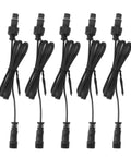 Heavy Duty 3.3 Foot Deck Light Extension Cable With Sturdy Two Pin IP67 Waterproof Male Female Connector in a pack of five.