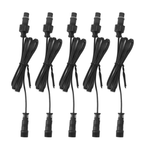 Heavy Duty 3.3 Foot Deck Light Extension Cable With Sturdy Two Pin IP67 Waterproof Male Female Connector in a pack of five.