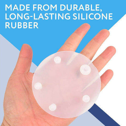 Hand holding 3 Pack Silicone Flapper Seal Kit For VorMax Toilet Tank showing silicone material.