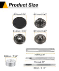 24 Piece Leather Snap Fastener Kit Matte Black 20mm Brass Press Stud Buttons With 4 Install Tools For Coats Bags Leather Marine Canvas DIY Friendly Heavy Duty Set showing product size and tools