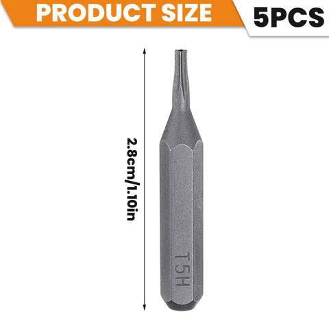 Dope 5Pc T5 Torx Bits With 28mm Hex Shank For Precision DIY Fixes And Gear Repairs That Don't Cam Out Or Slip During Heavy Use At Home, 2.8cm
