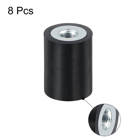 Eight Piece 15 By 20 Millimeter M5 Thread Rubber Mounts Vibration Isolators With Female Sockets For Quiet Shock Absorption And Stable Operation In Machines, Equipment, Audio, And DIY Projects black rubber mount with M5 female socket, 8 pcs