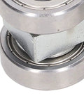 Heavy Duty Four Wheel Steel Pulley Assembly Featuring Deep Groove Ball Bearings close-up of bearing and housing.