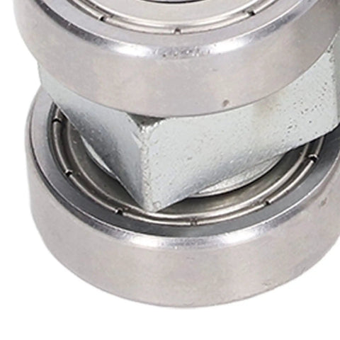 Heavy Duty Four Wheel Steel Pulley Assembly Featuring Deep Groove Ball Bearings close-up of bearing and housing.