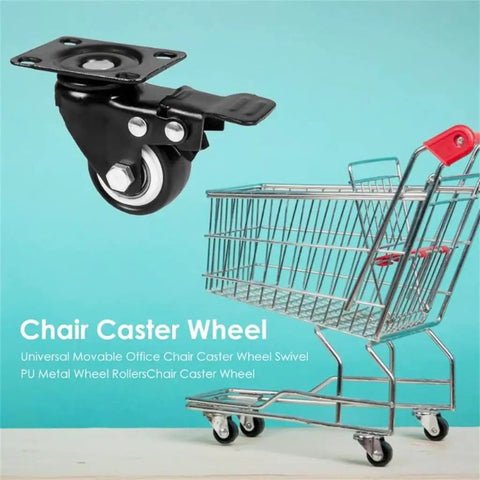 Top Shelf Universal Replacement Caster Wheels Featuring Snappy 360 Degree Swivel Capability And Solid Locking Brake Sweet Non Marking Rollers For Heavy Duty Tool Cart Rigs attached to a shopping cart.
