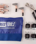 Pro Grade 1/4 Inch Cleco Fastener Kit with pliers, fasteners, clamps, and bag for auto body repair.
