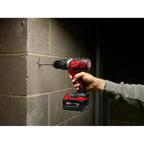 Heavy Duty Compact Hammer Drill Driver With All Metal Chuck And Gears Delivers Hella Tough 500 Inch Pounds Torque for concrete wall drilling.