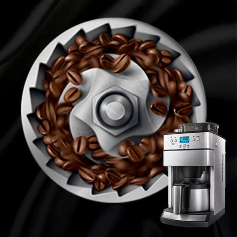 Close-up of coffee beans in grinder with Fully Automatic Home Coffee Maker With Integrated Grinder And Guided Assisted Tamping.