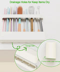 Slick Silicone Straw Holder For Cabinet Door Sturdy Reusable Straw Organizer And Dispenser Bpa Free Kitchen Storage Rack with drainage holes showing water tilt.