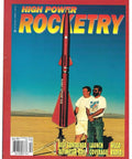 Cover of December 1997 High Power Rocketry magazine featuring large red rocket and two enthusiasts, Tripoli Rocketry Association community.