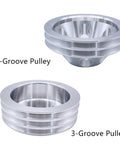 Beefy Chrome Polished Aluminum 2 Groove Short Water Pump And 3 Groove Crank Pulley Kit for Small Block Chevy SBC