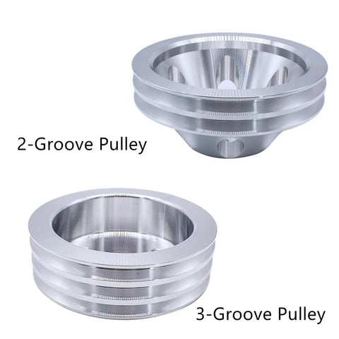 Beefy Chrome Polished Aluminum 2 Groove Short Water Pump And 3 Groove Crank Pulley Kit for Small Block Chevy SBC