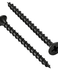 Tough As Nails Heavy Duty Drywall Screws Six By Two Inch Phillips Self Tapping Fasteners with coarse thread, black finish.