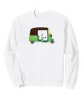 Straight Up Comfy Tuk Tuk Auto Rickshaw Graphic Sweatshirt With Dope Asian Adventure Print On Breathable White Cotton Unisex Xxl Crewneck