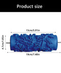 Premium 5 Inch Rubber Patterned Paint Roller Featuring An Ergonomic Handle Delivers Hella Smooth Wall And Furniture Finishes Fast Effortless Diy Coverage That Cuts Out Brush Mark Drama Every Time You Roll showing blue patterned roller size dimensions.