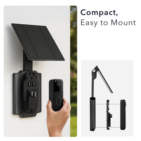 Solar Charger For Blink Video Doorbell 2nd Gen With Triple Solar Panels And Built-In Battery, mounting demonstration