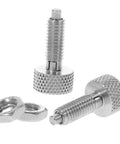 Pack Of Two Stainless Steel Retractable Spring Plungers With Knurled Handle indexing pin lockout pin for rolling toolboxes and shop equipment.