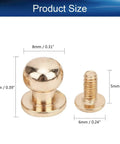 Straight Up 8Mm Round Head Button Studs Featuring Slotted Screw Design Nickel Plated Nail Rivets Solid Brass Heavy Duty Fasteners For Diy Leather Crafting And Upholstery Work 5 Rock Solid Sets size illustration showing 8mm brass studs dimensions.