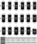 Diagram showing product parameters for seat post adapter shim in various sizes and weights, labeled with measurements and weights.