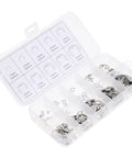 Premium Stainless Steel Set Of External Retaining Rings And C Clamps For M1.5 To M10 Fasteners in organizer box.
