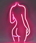 Pink Neon Sign LED Night Light USB Powered Wall Decor for Bedroom Man Cave Vibe Bar Pub Store Club Garage Home Party 17x8.5 Inches Flexible Silicone LED Strip on Clear Acrylic Board depicting abstract human form