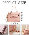 Snag These Hella Adorable Mini Backpack Keychains For Bags And Keys PU Leather Coin Purse Makeup Pouch Cable Organizer Compact Accessory Bundle Ideal For Women Seeking Functional Fashion Vibes Daily, pink mini backpack keychain, 2x1.5 inch, zip closure.