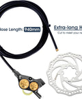 Kethvoz MTB hydraulic brake set for front and rear with 180mm rotor, dual-piston caliper, extra-long hose