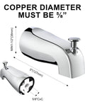 Slip On Tub Spout With Diverter For Five Inch Tub Chrome Finish Fits One Half Inch Copper Pipe And Five Eighth Inch Diameter Easy Pull Up Install