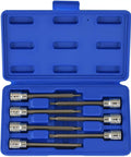 Extra Long Torx Star Bit Socket Set For 3/8 Inch Drive, 7-Piece T10 Through T40 in blue case for auto repair, machinery, DIY.
