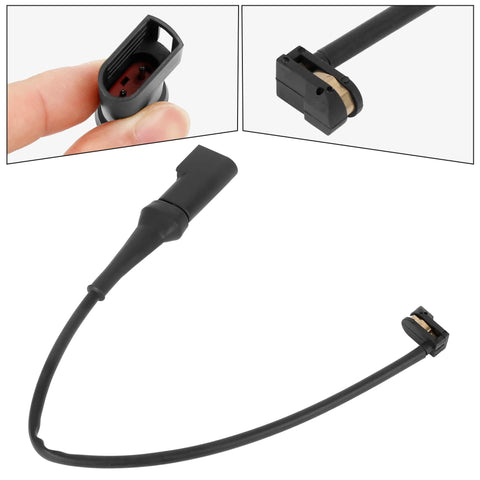 Brake pad wear sensor cable with two-pin connector and sensor head; three-view collage for Ford Transit.