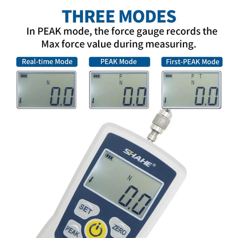 Dope Portable Digital Push Pull Force Gauge With Auto Backlight LCD Four Units N Kg Lb Oz Storage Case Auto Power Off Buzzer Alarm Battery Included 3N Max Load AMF 3 digital gauge showing three measuring modes