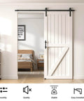 Heavy Duty Sliding Barn Door Hardware Kit With 6 Ft Track, Floor Guide And Pull Handle Set For 34 To 36 Inch Doors, Built Tough