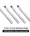 4 Pack 10 Inch Casement Window Hinges And Concealed Friction Stays In Stainless Steel, durable and rust-resistant, front view