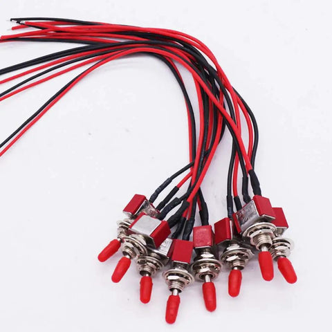 8 Pack Mini Toggle Switch SPST 2 Position 2 Pins On Off 125V AC 5A Or 250V AC 3A With Pre Soldered Wires 8 Inch Leads 6mm Mounting Hole