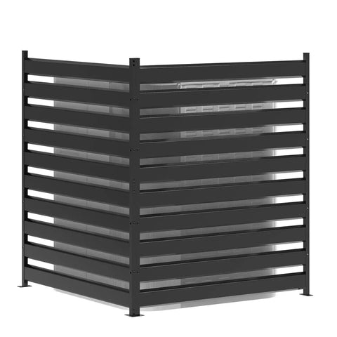 Outdoor Louvered AC Fence Screen Two Panels Privacy Screen For Hiding Air Conditioner Unit And Trash Cans Heavy Duty Rust Resistant Metal Garden Fence Decor For Patio Balcony Yard Keeps HVAC Ventilated While Boosting Curb Appeal