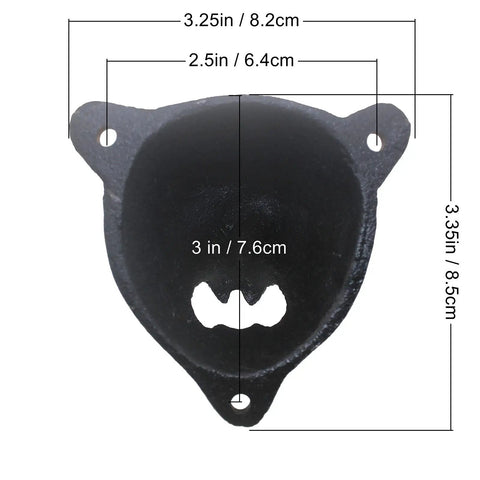 Heavy Duty Cast Iron Wall Mounted Beer Bottle Opener Boasting A Badass Grizzly Bear Head And Durable Metal Teeth Crafted For Your Man Cave Garage Bar Setup Or Top Shelf Home Bar Collection dimensions and details.