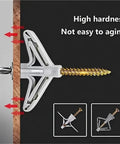 100 Pcs Gray Drywall Anchors Expansion Screws Kit For Plasterboard Walls With Self Tapping Screws, Rust-Resistant Yellow Zinc-Plated Carbon Steel, Easy Install, Strong Hold For TVs, Shelves, Mirrors, And Frames. Drywall anchor in plasterboard