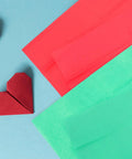 Ultra Thin Tissue Paper Sheets 66x50cm 40 Pack With High Light Transmission for crafting and gift wrapping with red origami hearts