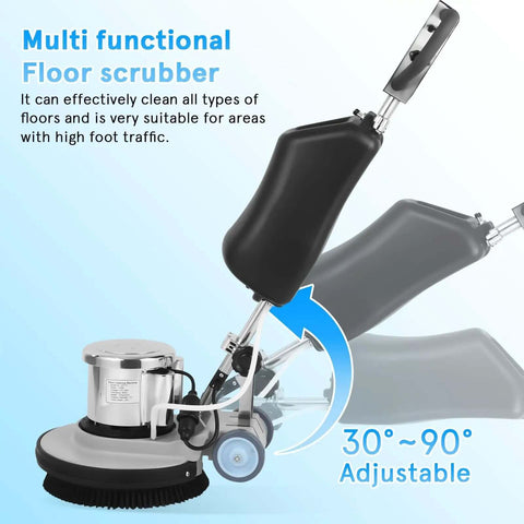 Heavy Duty Commercial Floor Scrubber Machine With Three Brushes Large 3.4 Gallon Tank 1.5 HP Motor 175 RPM Industrial Floor Buffer