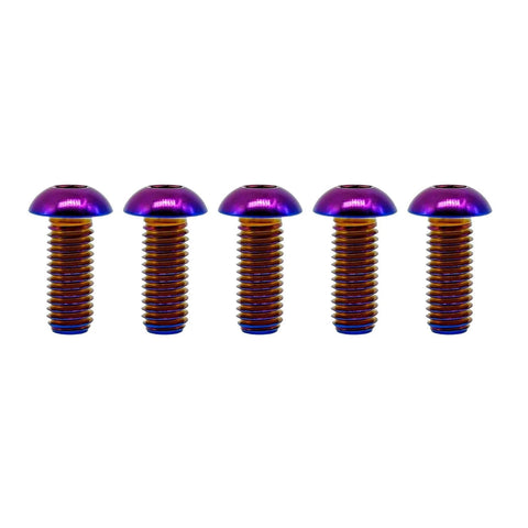 Titanium Screws M6x10mm ISO7380 Button Head Hex Socket Cap Screws Burnt Blue Ti6Al4V GR5 Aviation Grade Pack Of 5