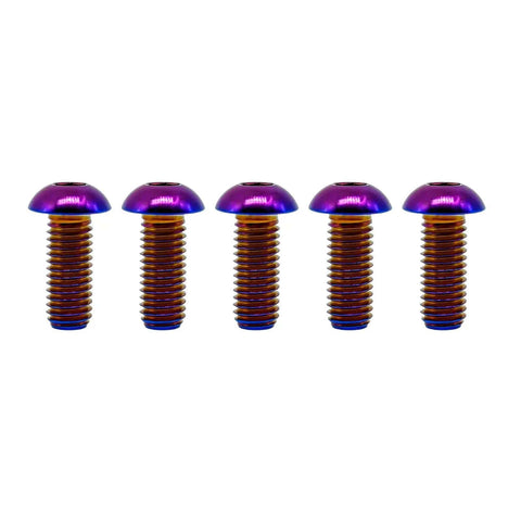 Set of 5 Rainbow Burnt Titanium Button Head Hex Socket Cap Bolts M4 ISO7380 Ti6Al4V GR5 for Cars Motorsports Drones DIY