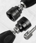 Heavy Duty Scissor Type Car Jack And Socket Converter For Quick Tire Swap, sleeve adapter for hand drill and ratchet, close-up view