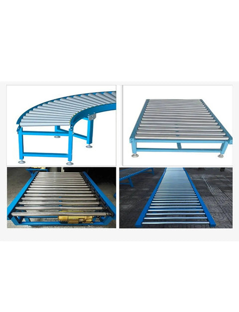 Top Shelf Stainless Steel Conveyor Rollers 4 Pack Built Tough showing various conveyor roller angles for manufacturing lines.