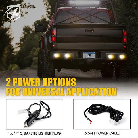 Beef Up Your Ride Ultra Thin Surface Mount Strobe Lights Kit mounted on truck with 2 power options shown