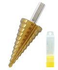 Premium Step Drill Bit Set One Eighth Inch Through One Inch HSS Titanium Coated Cone Bits For Metal Aluminum Copper Plastic