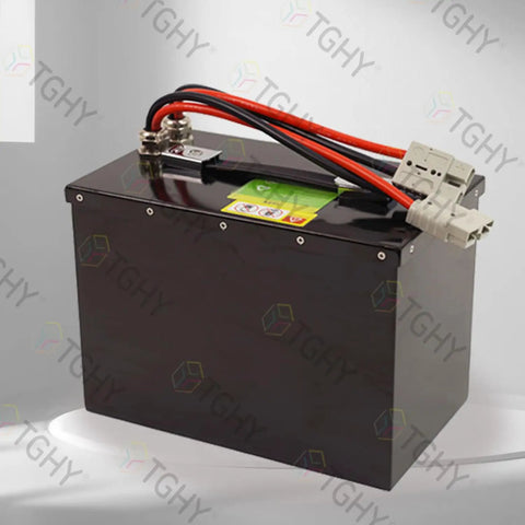 Heavy Duty 24 Volt 60AH Electric Pallet Jack Battery With Smart Bms Guard For Forklift Trucks, detailed view showing connectors.