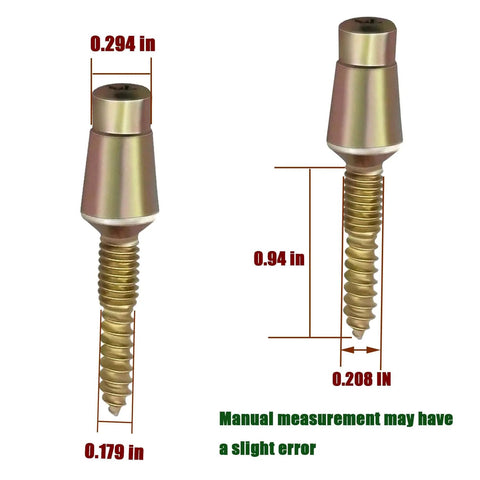 Tamper Resistant Door Hinge Screws Pack Of 10 1.75 x 0.38 x 0.38 Inches showing measurements and reinforced design.