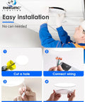 Installation steps for 12 Pack 6 Inch Ultra Thin LED Recessed Ceiling Light With Junction Box 3CCT Selectable, Dimmable 12W.