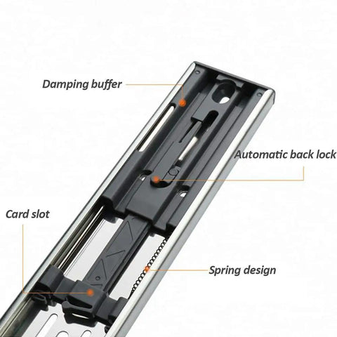 Beefy Stainless Steel Drawer Slides With Soft Close And Full Extension, Three Section Damping Track, detail view, 50 cm